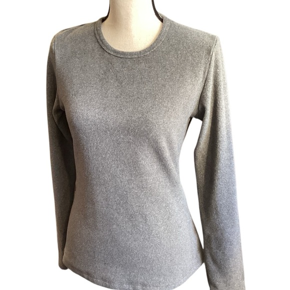Cuddl Duds Top Light Gray Fleecewear With Stretch Long Sleeve Crewneck Medium - Picture 1 of 8